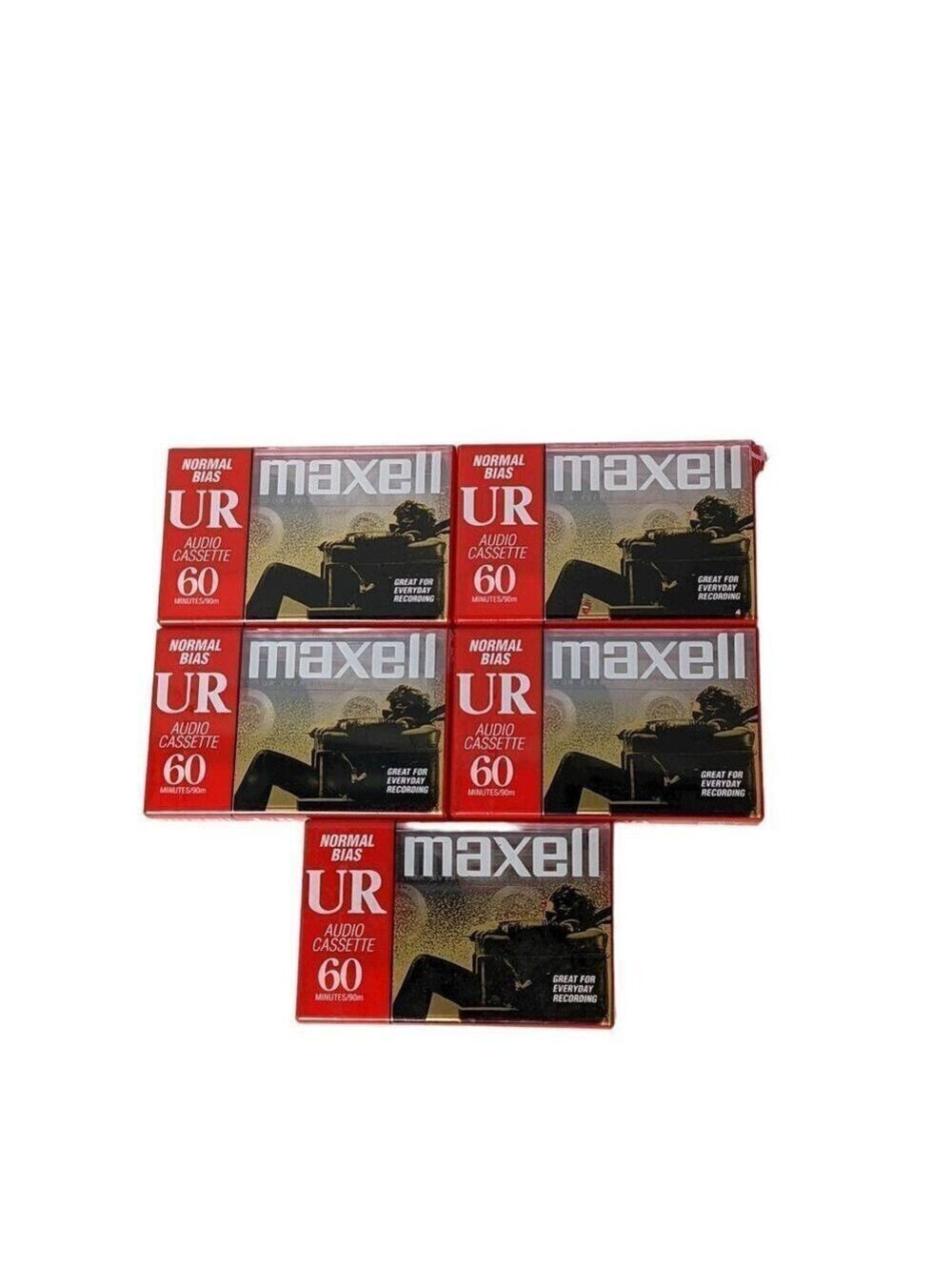 Maxell UR 60 Blank Audiocassettes Lot of 5 New Sealed